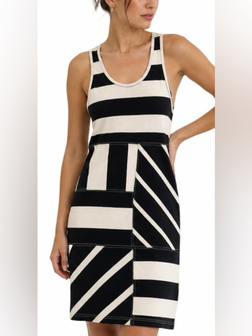 Vintage Y2K Rugby Ralph Lauren Patchwork Stripe Tank Dress XS Racerback Midi